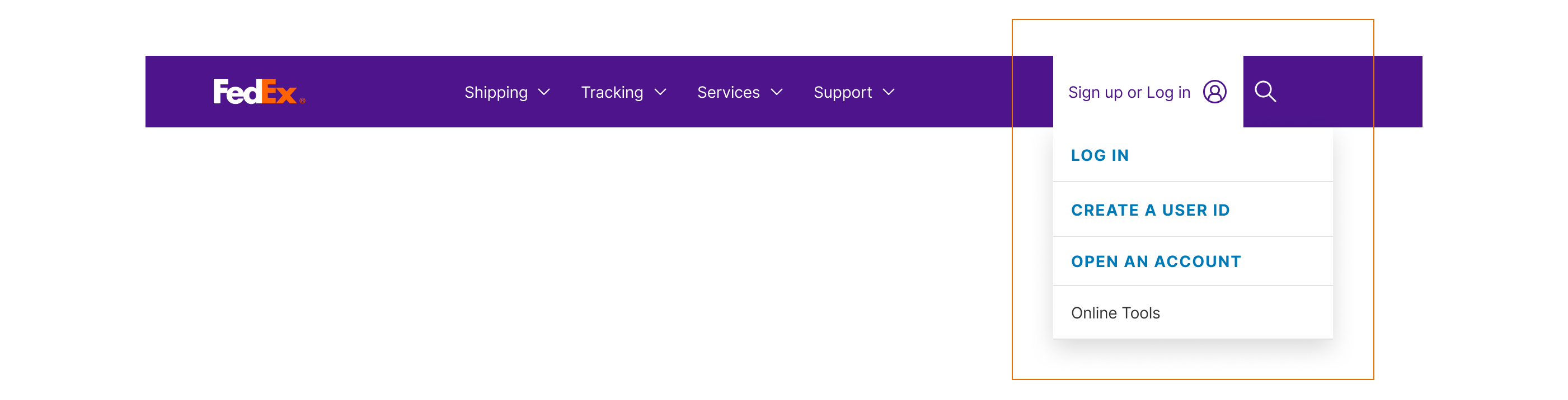 Refined FedEx navigation with four clear actions